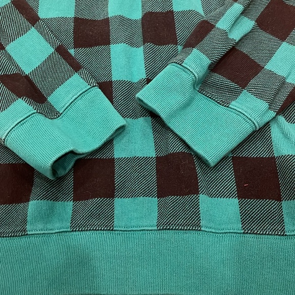 LANDS’ END Men’s green and black buffalo plaid 1/4 zip knitted sweater. Size XL - Picture 3 of 11